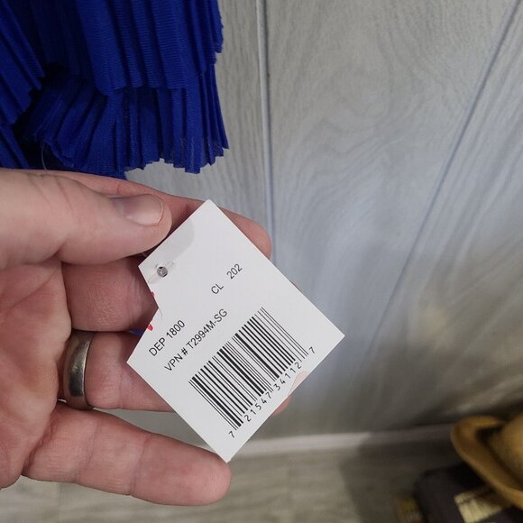 London Times Royal Blue A-Line Fluted Sleeves Dress Size 8 - Picture 3 of 8